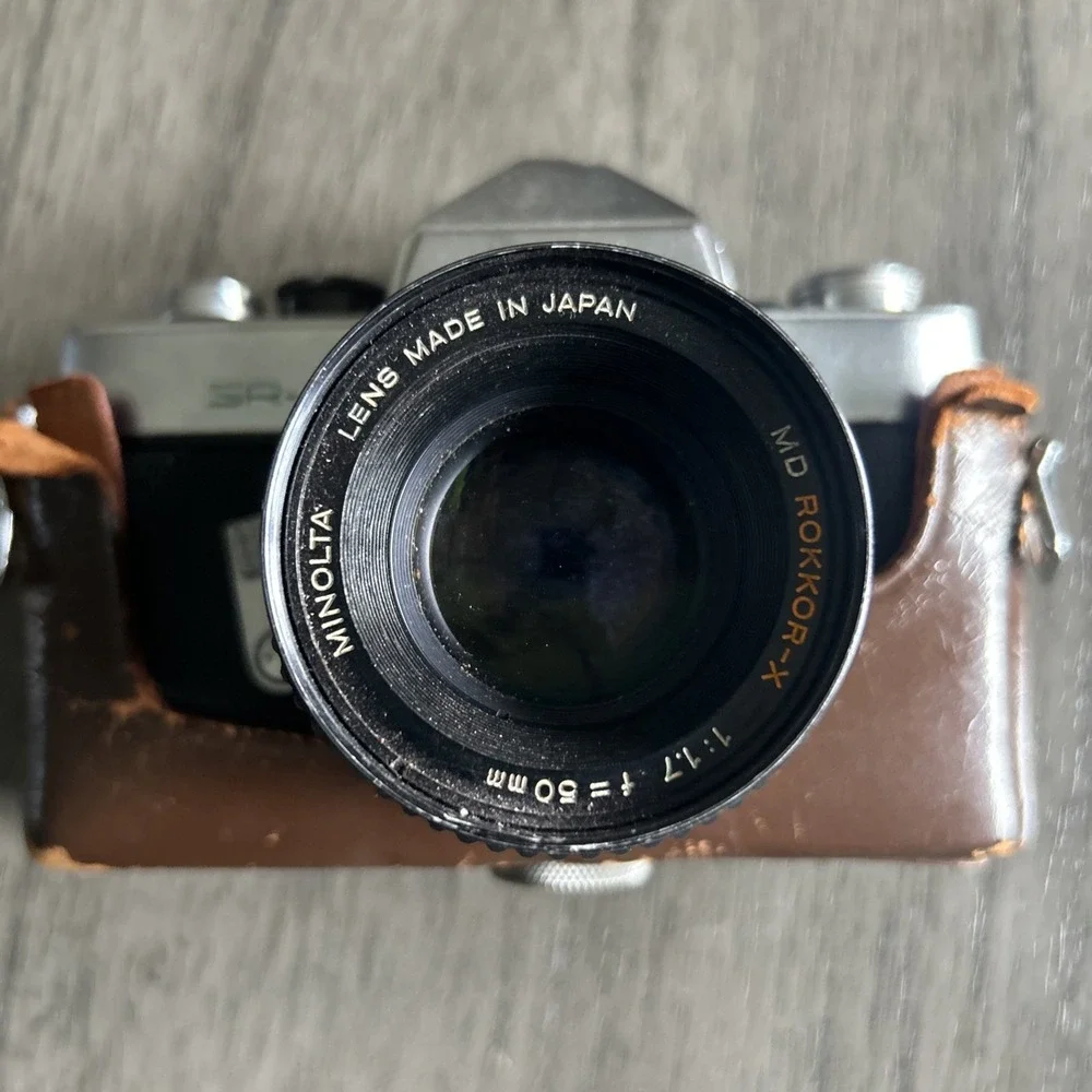 Minolta SR-1 35mm SLR Camera Chiyoda Kogaku Japan Leather Bag Untested For Parts
